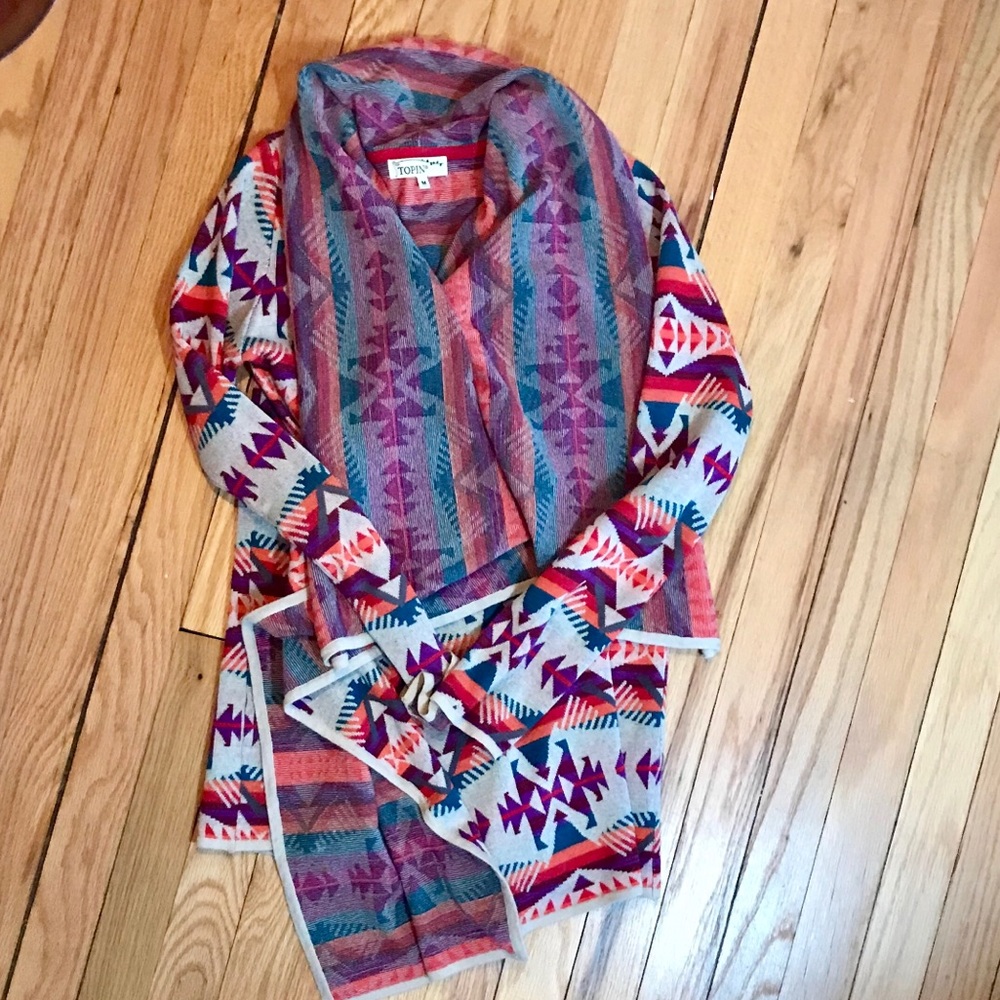 Anthropologie tribal print long cardigan